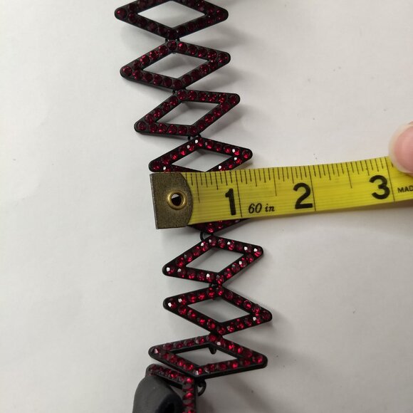 Triangular Choker Marked Red Rhinestone Goth Whimsigoth Dark Academia Adjustable - Picture 10 of 10